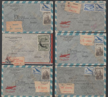 URUGUAY / EARLY 50's - 6 REGISTERED AIRMAIL COVERS TO FRANCE (ref 5485) - Uruguay