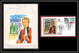 3046 France N°1633 La Quinine Pelletier Maquette D'artiste Original Paint Artist Work FDC 1970 Signé Chesnot - Medicina