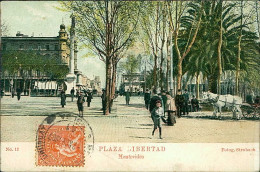 URUGUAY - MONTEVIDEO - PLAZA LIBERTAD - FOTOG. STROBACH - 1900s / STAMP  (17706) - Uruguay