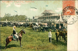 URUGUAY - HIPODROMO NACIONAL MARONAS / HORSE  - FOTOG. STROBACH - 1900s / STAMP  (17709) - Uruguay