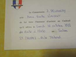 Marine/Carton D'invitation/ Paquebot " FRANCE "/Commissaire Delaunay/Salon Sai Nt-Tropez/Aile Tribord/1972     PROG367 - Programmi