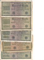 ALLEMAGNE 1000 MARK 1922 VG+ P 76 ( 5 Billets ) - 1000 Mark