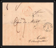 41088 Lettre LAC Allemagne Deutschland Munster CPR3 Prusse Forbach 1842 Cette Herault France Marque D'entree Vorlaufer - Marques D'entrées