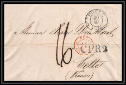41122 Lettre LAC Allemagne Deutschland Prusse Givet CPR2 1845 Cette Herault France Marque D'entree - Entry Postmarks
