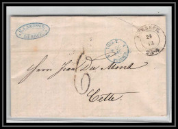 41141 Lettre LAC Allemagne Deutschland Lubeck TT Tour T Forbach 1867 Cette Herault France Marque D'entree Vorlaufer - Lübeck