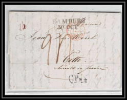 41214 Lettre LAC Allemagne Deutschland Hamburg Prusse Forbach CPR4 1843 Cette Herault France Marque D'entree Vorlaufer - Entry Postmarks