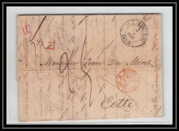 41219 Lettre LAC Allemagne Deutschland Hamburg TT ROUGE Tour-T Strasbourg 1845 Cette France Marque D'entree Vorlaufer - Marques D'entrées