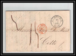 41243 Lettre LAC Allemagne Deutschland Hamburg Tour-T Strasbourg 1845 Cette France Marque D'entree Vorlaufer - Entry Postmarks