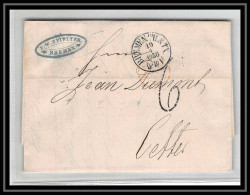 41256 Lettre LAC Allemagne Deutschland Bremen Tour-T VALENCIENNES 1855 Cette Herault France Marque D'entree Vorlaufer - Entry Postmarks