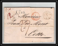 41313 Lettre LAC Allemagne Deutschland Crefeld Prusse Forbach CPR2 1844 Cette Herault France Marque D'entree Vorlaufer - Entry Postmarks