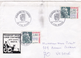 FRANCE - 4 MARS 1995 - JOURNEE DU TIMBRE - L'ILE ROUSSE - TRANSPORT PRIVE CORSE CONTINENT - GREVE POSTALE BASTIA - Covers & Documents
