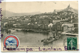 -  Marseille - Quai De Rive Neuve - N D De La Garde, Vieux Port, Auto Collant, écrite, 1909, Pour Cruas, TBE, Scans. - Alter Hafen (Vieux Port), Saint-Victor, Le Panier