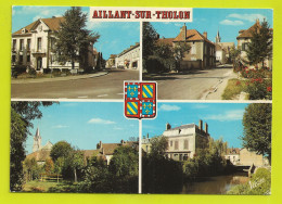 89 AILLANT SUR THOLON En 4 Vues Et Blason Mairie Rue D'Auxerre Vue Générale VOIR DOS Et Flamme En 1991 - Aillant Sur Tholon