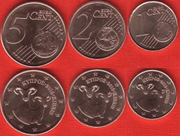 Cyprus Euro Set (3 Coins): 1, 2, 5 Cents 2015 UNC - Cipro