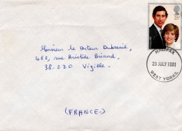 GB SEUL SUR LETTRE DE HALIFAX POUR LA FRANCE 1981 - Cartas & Documentos