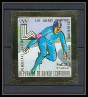 144a Guinée équatoriale Guinea Bloc 292 OR Gold Stamps Jeux Olympiques Olympic Games Lake Placid Patinage Skating  - Guinea Ecuatorial