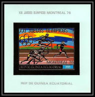 195 Guinée équatoriale Guinea N°874 Non Dentelé OR Gold Stamps Jeux Olympiques Olympic Games 1976 Montreal Running - Volleyball