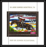 198 Guinée équatoriale Guinea Bloc N°225 OR Gold Stamps Jeux Olympiques Olympic Games 1976 Montreal Jumping Cheval - Guinea Ecuatorial