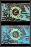 216a Fujeira Mi N°58 Et 60 2 Blocs OR Gold Stamps Argent Silver (Silver) Gamal Abdel Nasser EGYPT SPHINX PYRAMIDS 1971 - Egittologia