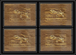 310z Davaar Scotland Apollo 1 P + 1/2 P + 3 1/2p + 10p 4 Valeurs Soyuz (soyouz Sojus) Timbres OR Gold Stamps Géant Large - Ecosse