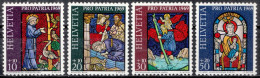 1969, Switzerland, Pro Patria, Art, Biblical Accounts, Religion, Saints, Stained-glass, MNH(**), Mi: 902-905 - Nuevos