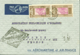 Avion Guinée Française YT N°113A X2 Conakry 5 3 1937 Cachet 1er Voyage Cote Occidentale Afrique Aéromaritime Air France - Briefe U. Dokumente