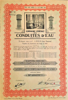 S.A. Des Conduites D'Eau - Liège (Les Vennes) - Action De 500 Fr Au Porteur - Agua