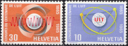 1965, Switzerland, U.I.T., Communication, Conferences, Telecommunication, MNH(**), Mi: 823-824 - Ungebraucht
