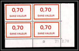 110012 Cours D'instruction Fictif F N°211 21/2/1978 Coin Daté TB Neuf ** MNH France Fictifs - 1970-1979