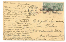 Postkart 1916 Torino Itelia Vers Geneve Suisse Verificato Per Censura Milano Posta Paire Paar 5 Centesimi - Andere & Zonder Classificatie