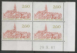 924 - France - Coin Daté - N° 2162 Saint Emilion 29/09/1981 - 1980-1989