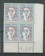 1097 - France - Coin Daté TB Neuf ** Marianne Cocteau N°1282 Date 9/2/1961 - 1960-1969