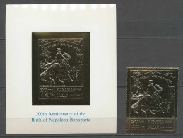 Napoléon Ier 114 - Manama - Bloc Non Dentelé Imperf ** MNH + N°276 A OR (gold Stamps)  - Napoléon