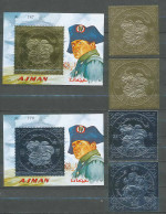 Napoléon Ier 093a - Ajman Série Complète 6 Argent (Silver) OR (gold Stamps) - Napoleón