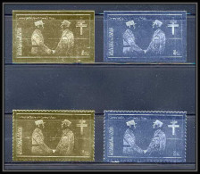 174a Charles De Gaulle - Jacques Massu - Inde (India) 4 Timbres Série Complète Argent (Silver) OR (gold Stamps)  - Emissione Locali