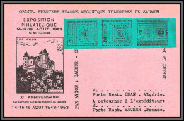 85560/ Maury N°4/6 Grève De Saumur 1953 Vert Foncé Bande Sur Carte - Other & Unclassified