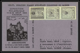 85573/ Maury N°4/6 Grève De Saumur 1953 Vert Clair Bande Sur Carte Violette - Andere & Zonder Classificatie