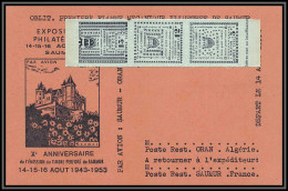 85550/ Maury N°4/6 Grève De Saumur 1953 Vert Clair Bande Sur Carte Marron - Altri & Non Classificati