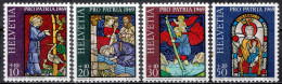 1969, Switzerland, Pro Patria, Art, Biblical Accounts, Religion, Saints, Stained-glass, MNH(**), Mi: 902-905 - Vetri & Vetrate