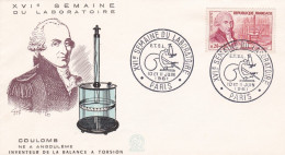 Cachet Commémoratif--1961--16° Semaine Du Laboratoire--tp COULOMB (né à Angoulême) --PARIS ..10 Et 11-6-1961 - Cachets Commémoratifs