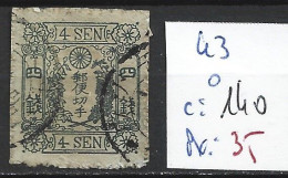 JAPON 43 Oblitéré Côte 140 € - Used Stamps