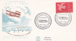 Cachet Commémoratif--1961-50 Ans Du Circuit Européen (avion)-tp EUROPA-- VINCENNES ..14 Et 15- 10 -1961 - Cachets Commémoratifs