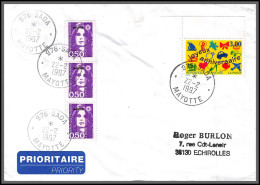 74102 Mixte Marianne Bicentenaire 22/2/1997 Sada Mayotte Echirolles Isère Lettre Cover Colonies  - Cartas & Documentos
