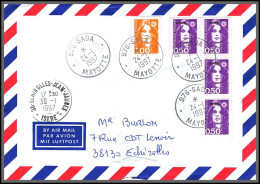 74106 Mixte Marianne Bicentenaire 24/1/1997 Sada Mayotte Echirolles Isère Lettre Cover Colonies  - Cartas & Documentos