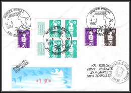 74135 Mixte Atm Marianne Bicentenaire 1997 Mamoudzou Mayotte Griffe Echirolles Isère Lettre Cover Colonies  - Covers & Documents