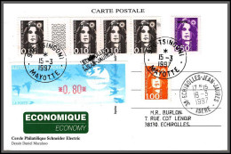 74285 Mixte Atm Briat 15/3/1997 Tsingoni Mayotte Echirolles Isère France Carte Postcard Colonies - Cartas & Documentos