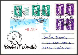 74308 Mixte Atm Briat 14/2/1997 Dzoumogne Mayotte Echirolles Isère France Carte Postcard Colonies  - Cartas & Documentos
