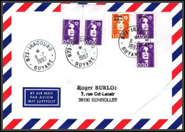 74420 Mixte Briat Mayotte St Pierre 11/7/1997 Iracoubo Guyane Echirolles Isère Lettre Cover Colonies - 1989-1996 Marianna Del Bicentenario
