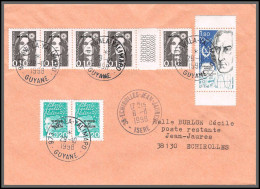 74471 Mixte Briat Luquet Mayotte St Pierre 1998 Awala-Yalimapo Griffe Guyane Echirolles Isère Lettre Cover Colonies - 1989-1996 Marianna Del Bicentenario