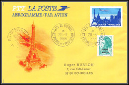 74611 20/3/1986 Saint Pierre Et Miquelon Mixte Echirolles Isère Entier Avion Survolant Paris Stationery Complément - Covers & Documents